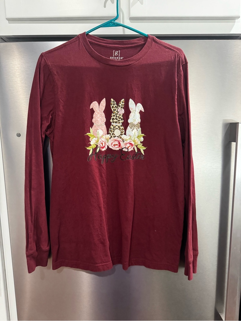 George Maroon Long-Sleeve Easter Bunny Graphic Tee